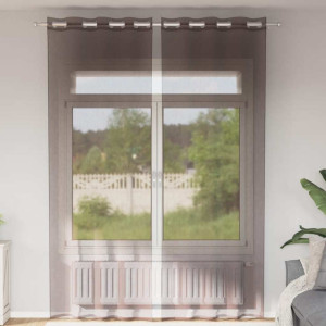Cortinas de gasa con ojales 2 uds marrón 140x260 cm D
