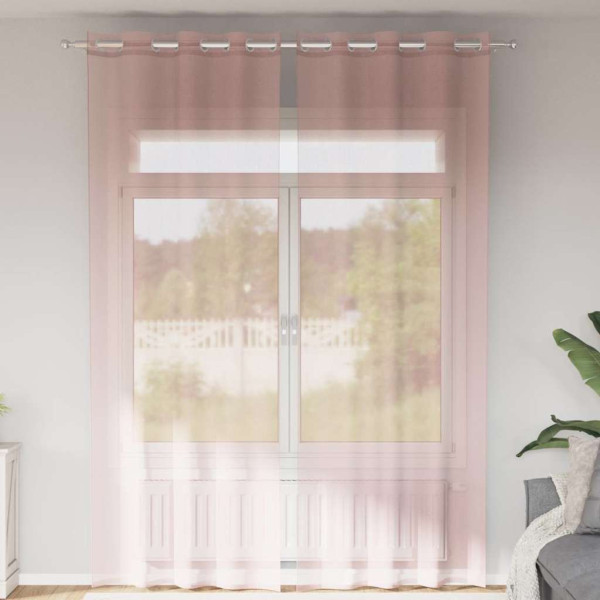 Cortinas de gasa con ojales 2 uds rosa claro 140x300 cm Cortinas de gasa con ojales 2 uds rosa claro 140x300 cm D