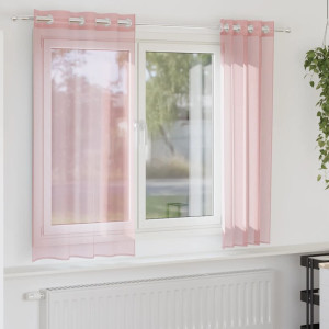 Cortinas de gasa con ojales 2 uds rosa 140x140 cm D