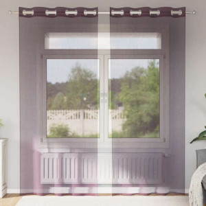 Cortinas de gasa con ojales 2 uds morado 140x245 cm D