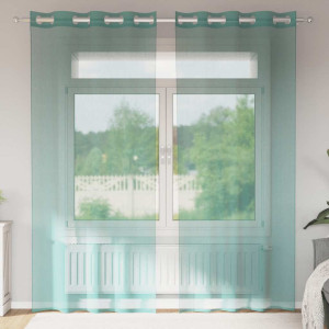 Cortinas de gasa con ojales 2 uds turquesa D