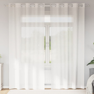 Cortinas de gasa con ojales 2 uds blanco D