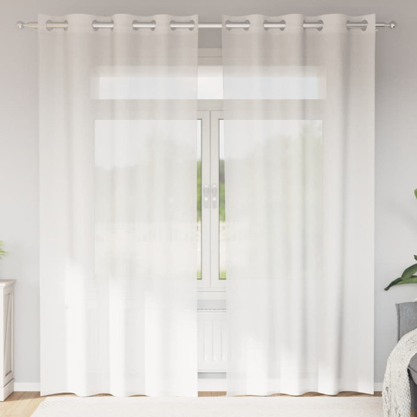 Cortinas de gasa con ojales 2 uds blanco Cortinas de gasa con ojales 2 uds blanco D
