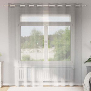 Cortinas de gasa con ojales 2 uds gris claro 140x245 cm D