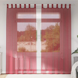Cortinas de gasa con bolsillos para varillas 2 uds. rojo vino D