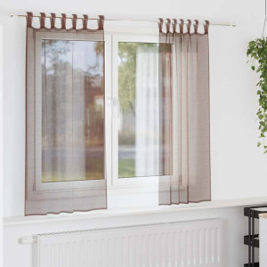Cortinas de gasa con bolsillos para varillas 2 uds. marrón D