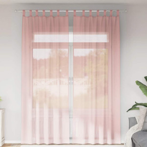 Cortinas de gasa con bolsillos para varillas 2 uds. rosa D