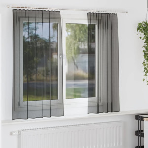 Cortinas de gasa con trabillas 2 uds. negro D
