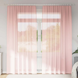 Cortinas de gasa con trabillas 2 uds rosa 140x245 cm D