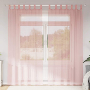 Cortinas de gasa con bolsillos para varillas 2 uds. rosa D