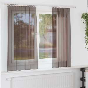 Cortinas de gasa con trabillas 2 uds. marrón D