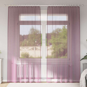 Cortinas de gasa con trabillas 2 uds morado 140x245 cm D
