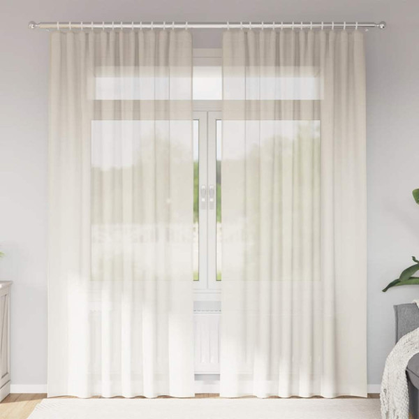 Cortinas de gasa con trabillas 2 uds. crema D