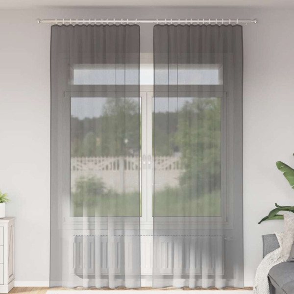 Cortinas de gasa con trabillas 2 uds gris oscuro 140x260 cm Cortinas de gasa con trabillas 2 uds gris oscuro 140x260 cm D