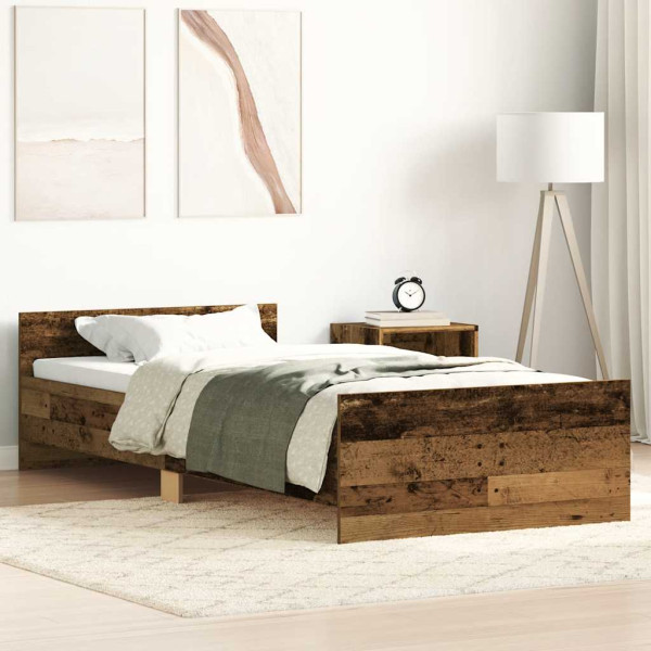 Estructura de cama sin colchón madera de ingeniería envejecida Estructura de cama sin colchón madera de ingeniería envejecida D
