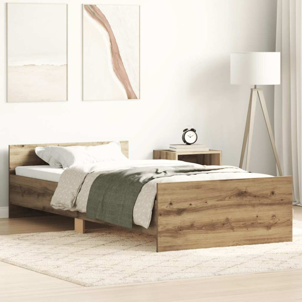 Estructura de cama sin colchón madera de ingeniería roble Estructura de cama sin colchón madera de ingeniería roble D