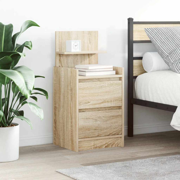 Mesillas de noche con 2 cajones 2 uds roble Sonoma 38x34x80 cm D