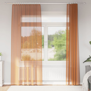 Cortinas de gasa con trabillas 2 uds terracota 140x225 cm D