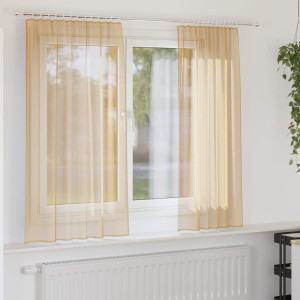 Cortinas de gasa con trabillas 2 uds arena 140x140 cm D