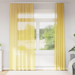 Cortinas de gasa con trabillas 2 uds amarillo 140x245 cm D