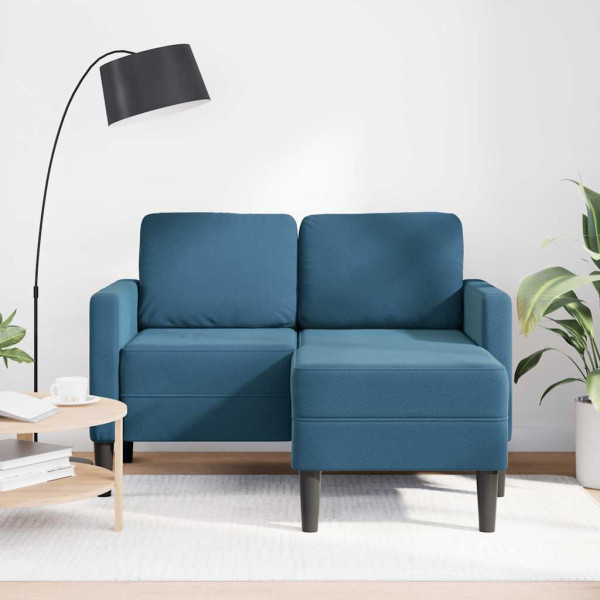 Sofá 2 plazas con chaise longue en forma L azul 125 cm M 3