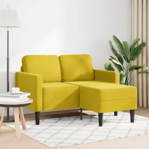 Sofá 2 camas com chaise longue forma L amarelo 125 cm D