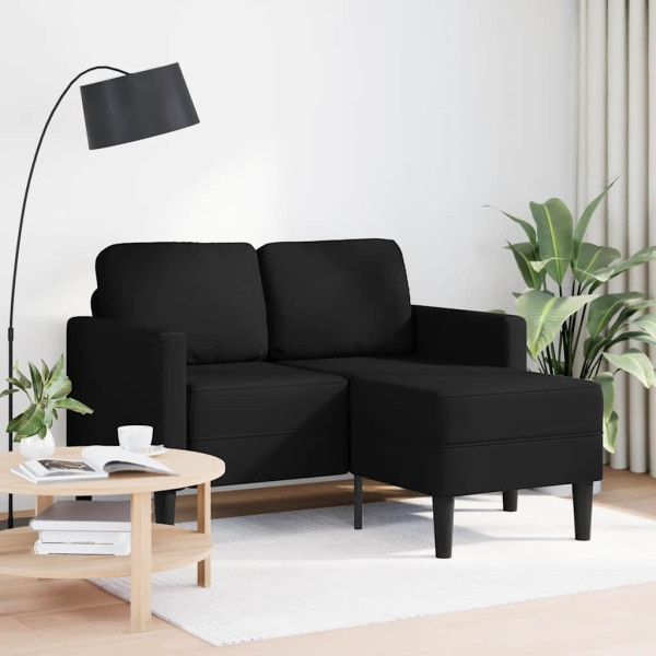 Sofá 2 plazas con chaise longue en forma de L negro 125 cm D