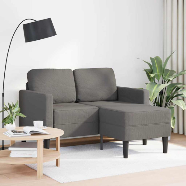 Sofá de 2 plazas con chaise longue en forma L gris claro 125 cm D