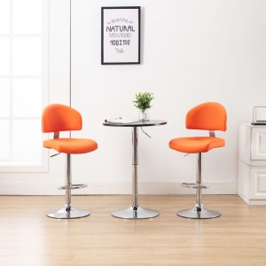 Taburete de cocina de cuero sintético naranja D