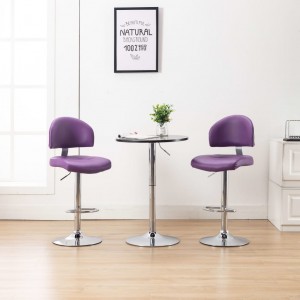 Taburete de cocina de cuero sintético morado D