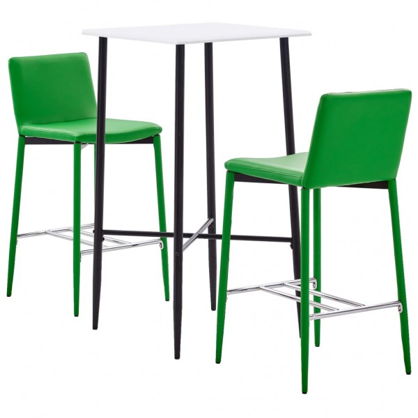 Juego de mesa alta y taburetes 3 piezas cuero sintético verde D