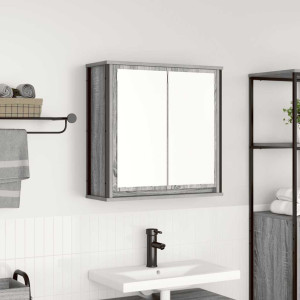 Mueble de baño de pared con espejo gris Sonoma 60x21x60 cm D