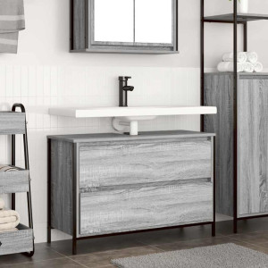 Mueble de baño con lavabo y cajones gris Sonoma 90x34.5x60 cm D