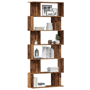 Estantería madera de ingeniería madera envejecida 80x24x192 cm D