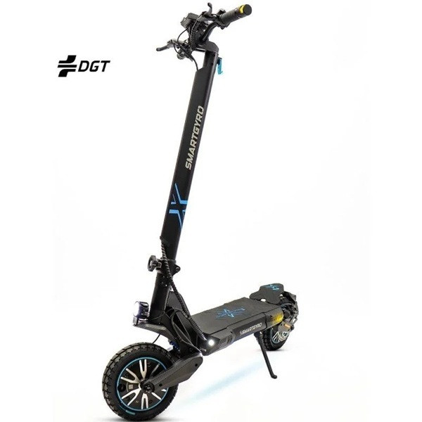 Patinete eléctrico smartgyro crossover dual max 2 lr certificado/ motor 1000w/ ruedas 10'/ 25km/h/ autonomía 70km/ negro D