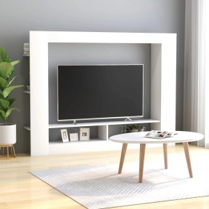 Mueble para TV de aglomerado blanco 152x22x113 cm D