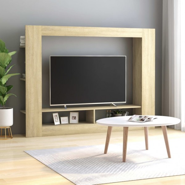 Mueble de TV madera contrachapada color roble 152x22x113 cm D
