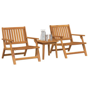 Sillas de Jardín  con Mesa 3 pcs de Madera Sólida de Acacia D