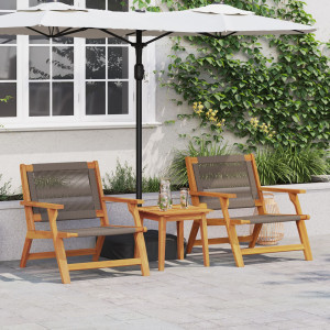 Sillas de Jardín  con Mesa 3 pcs Gris de Madera Maciza de Acacia D