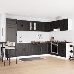 Gabinete de cocina  Kalmar con dobles fregaderos Negro Madera elaborada D