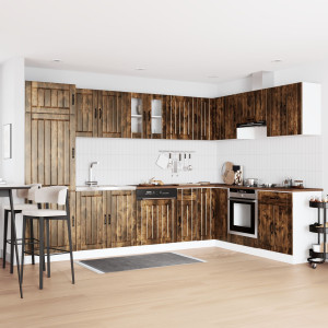Mueble de cocina  Lucca con fregadero de roble ahumado en madera elaborada D