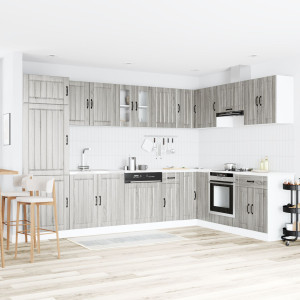 Gabinete de Cocina  Lucca con Doble Fregadero en Gris Sonoma de Madera Ingienierizada D