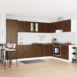 Armario Base con Fregadero 'Porto' Madera Marrón 80x46x84.5 cm Madera Elaborada D