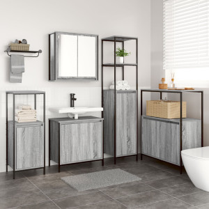 Conjunto de Muebles para el Baño de 5 Piezas  Gris Sonoma de Madera D