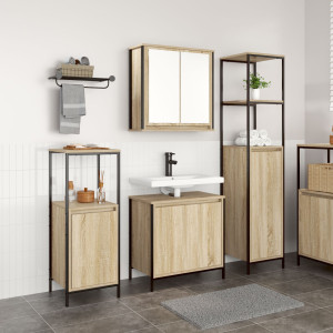 Juego de Muebles de Baño de 3 Piezas de  en Madera de Roble Sonoma D