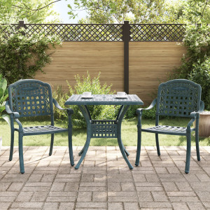 Conjunto de Bistro de Jardín de 3 Piezas  Verde de Aluminio Fundido D