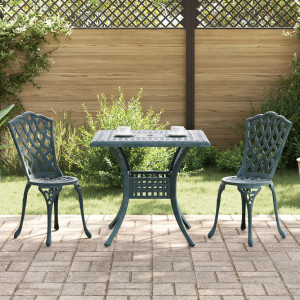 Conjunto de Bistro de Jardín de 3 Piezas  Verde de Aluminio Fundido D
