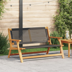 Banco de Jardín  Negro 122x76x73.5 cm Madera maciza de Acacia D