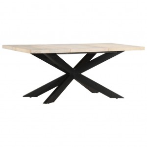 Mesa de comedor madera maciza de mango blanqueada 180x90x76 cm D