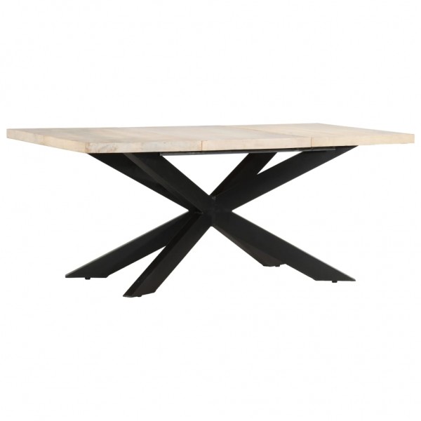 Mesa de jantar em madeira de mangueira maciça branqueada 180x90x76 cm D